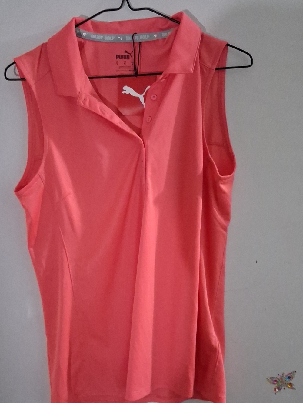 Puma Coral Pink Sleeveless Polo Tank Top